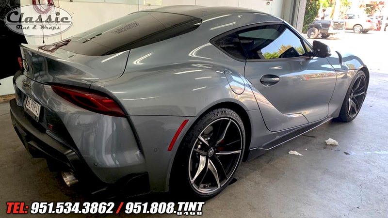 ​Toyota Supra window tint job done at Classic Tint and Wraps in Corona.
2021 Supra with full ceramic 20% Insulant IR.